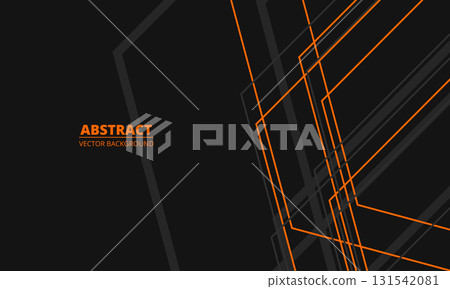Black abstract modern background with gray and orange geometric lines and outlines. Black abstract modern background with gray and orange geometric lines and outlines. 131542081