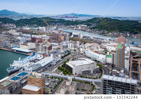 View of Shimonoseki city and Kitakyushu city from Kaikyo Yume Tower 131542244
