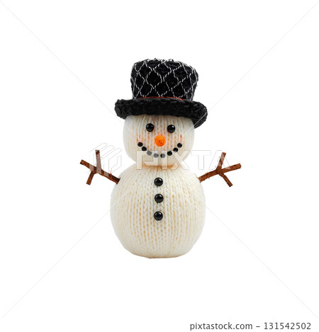 Snowman stuffed toy wearing a top hat Snowman stuffed toy wearing a top hat 131542502