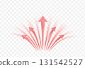 Red hot air streams with arrows. Vector heat flow design on transparent background 131542527