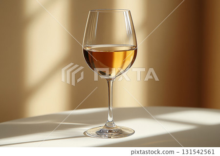 Elegant Wine Glass filled with white wine. 131542561