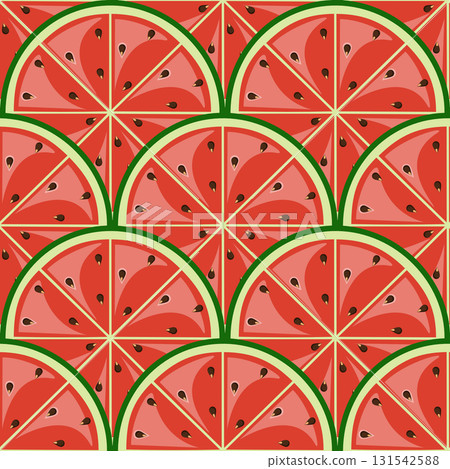 Watermelon slices seamless tropical pattern vector illustration Watermelon slices seamless tropical pattern vector illustration 131542588
