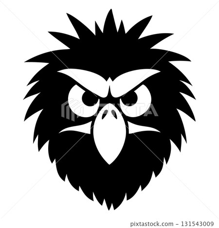 Angry eagle stares intensely forward in a striking black and white graphic 131543009