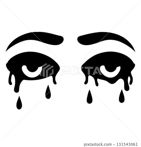 Black eyes are visibly crying; tears are dripping down the face 131543061