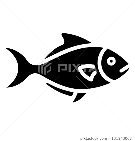 Black fish swims gracefully, illustrating aquatic life on a white background Black fish swims gracefully, illustrating aquatic life on a white background 131543062