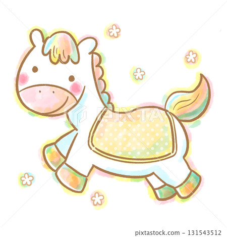 Cute pastel colored horse illustration painted in watercolor Cute pastel colored horse illustration painted in watercolor 131543512