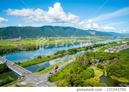 [Kiso Sansen Park Center] View from the observation tower observation room (Kaizu City, Gifu Prefecture) 131543780