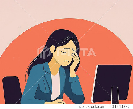 A woman with tired eyes at work A woman with tired eyes at work 131543882