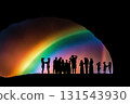 Silhouettes of group of people on rainbow background. Lgbt community concept Silhouettes of group of people on rainbow background. Lgbt community concept 131543930