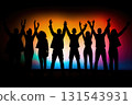 Silhouettes of group of people on rainbow background. Lgbt community concept Silhouettes of group of people on rainbow background. Lgbt community concept 131543931