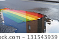 Reflection of LGBT flag in puddle. Concept of LGBTQ community equality movement, lgbt happy pride month Reflection of LGBT flag in puddle. Concept of LGBTQ community equality movement, lgbt happy pride month 131543939
