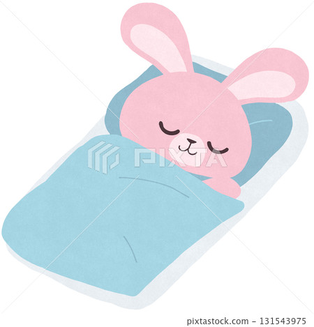 兔子在床上睡覺的插圖 131543975