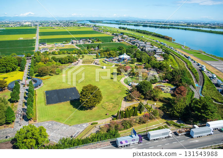 【木曾三泉公園中心】從瞭望塔瞭望室眺望北區（岐阜縣海津市） 131543988