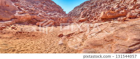 Scenic canyon landscape in the desert of South Sinai, Egypt Scenic canyon landscape in the desert of South Sinai, Egypt 131544057