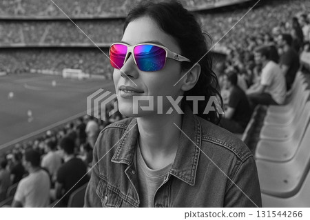 Woman in Sunglasses at Stadium Woman in Sunglasses at Stadium 131544266