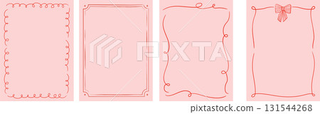 Red and pink vintage ribbon frames for Valentine cards, wedding invitations and Christmas cards 131544268