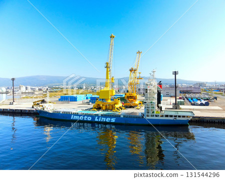 Aerial view of the Hakodate Port Container Terminal in Hakodate, Hokkaido in autumn 131544296