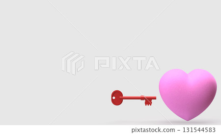 The Red key and Heart for Relationship concept 3d Rendering. 131544583
