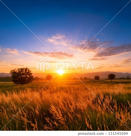 極簡風格的天空描繪，籠罩在晨曦和柔和的光線中 131545094