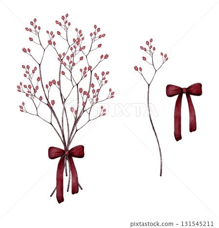 Berry branches bouquet with ribbon 131545211