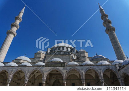 The historic Suleymaniye Mosque in Istanbul, Turkey, seen from the courtyard The historic Suleymaniye Mosque in Istanbul, Turkey, seen from the courtyard 131545354