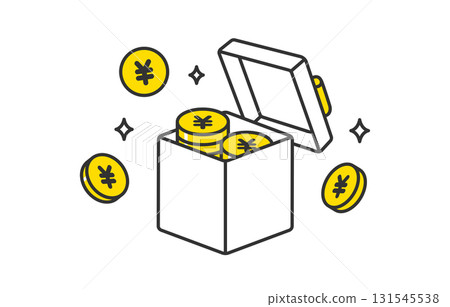 日圓硬幣和打開的禮物盒[向量插圖素材] 131545538