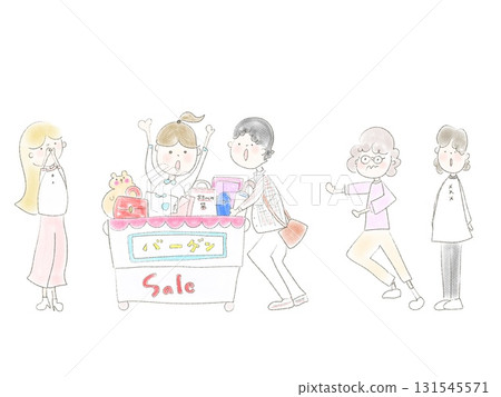 Illustration of people going to a bargain sale 131545571