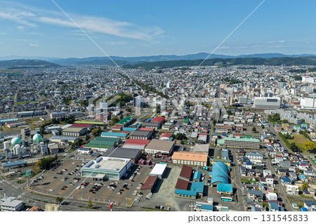 Aerial photograph of residential areas and cityscapes in Kitami City (Hokkaido) 131545833