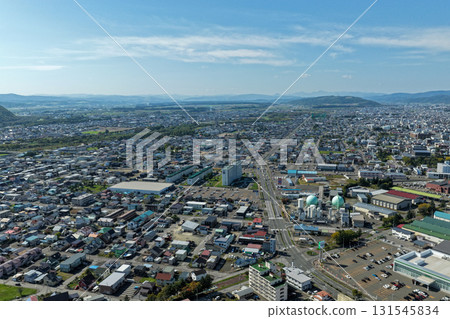 航拍北見市(北海道)的住宅區及城市景觀 航拍北見市(北海道)的住宅區及城市景觀 131545834
