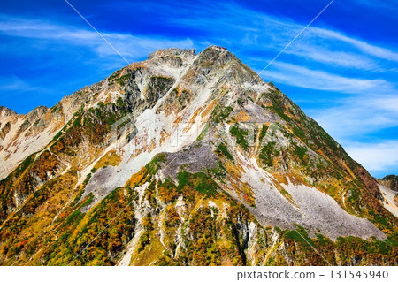 Mt. Kitahotaka in the Northern Alps in autumn leaves Mt. Kitahotaka in the Northern Alps in autumn leaves 131545940