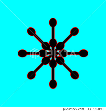 Geometric spike shape. Radial star symbol. Vector icon illustration. Black red outline. Geometric spike shape. Radial star symbol. Vector icon illustration. Black red outline. 131546099