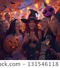 People enjoying a Halloween party 131546118
