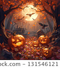 Halloween full moon and haunted pumpkin 131546121