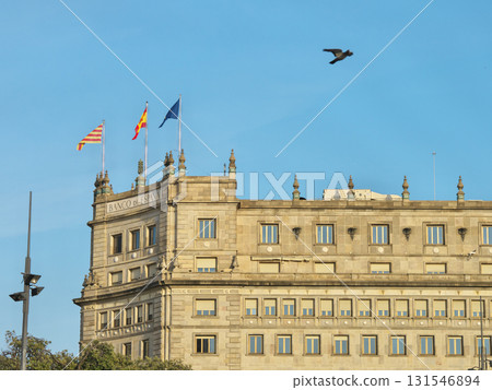 View from Plaza Catalunya in Barcelona, Spain, evening 131546894