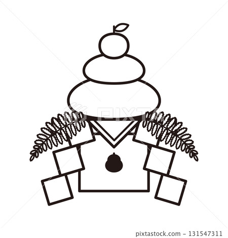 Kagami mochi illustration (line) 131547311