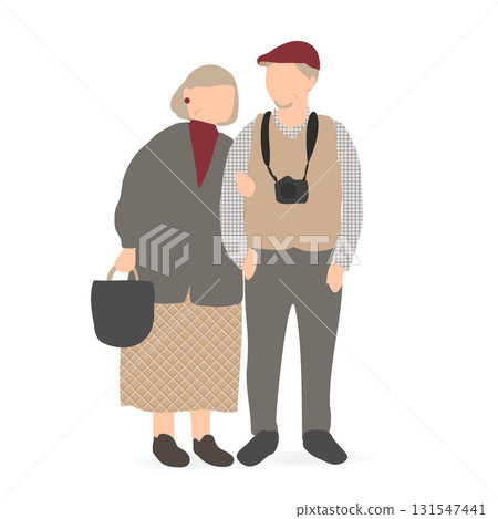 Illustration of a senior couple enjoying a trip 131547441