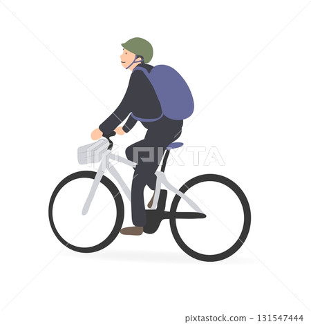 一名穿著西裝的男子騎自行車上下班的插圖 131547444