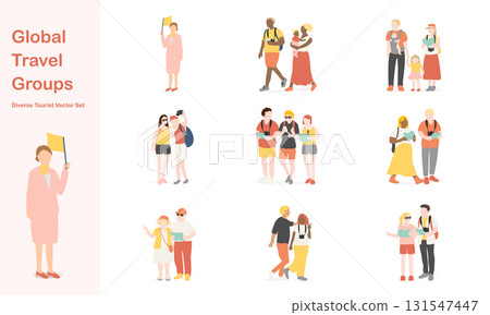 Illustration set of people traveling and sightseeing abroad 131547447