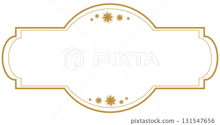 Elegant vintage gold text frame with scroll pattern, greeting or wedding card decoration  131547656