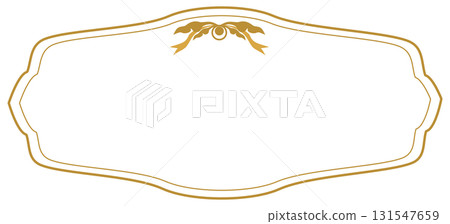 Elegant vintage gold text frame with scroll pattern, greeting or wedding card decoration  131547659