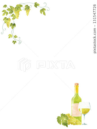 白葡萄酒水彩畫框 白葡萄酒水彩畫框 131547726