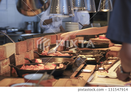 Breakfast buffet with a wide variety of food 131547914