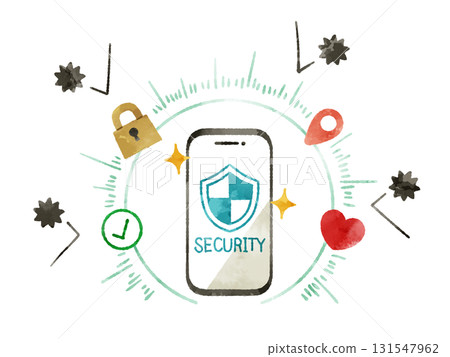 安全智慧型手機 - 水彩畫 131547962