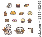 Illustration set of various breads and female store clerks 131548249