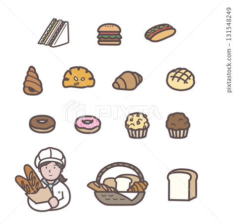 各種麵包和女店員的插圖集 各種麵包和女店員的插圖集 131548249