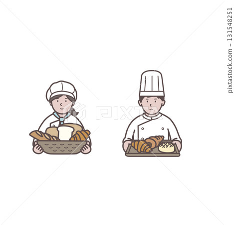 Upper body illustration of a bakery man and woman 131548251