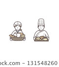 Upper body illustration of a bakery man and woman 131548260