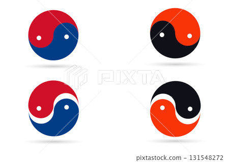 Colorful Yin and Yang Glyph Symbol Vector Icon. 131548272
