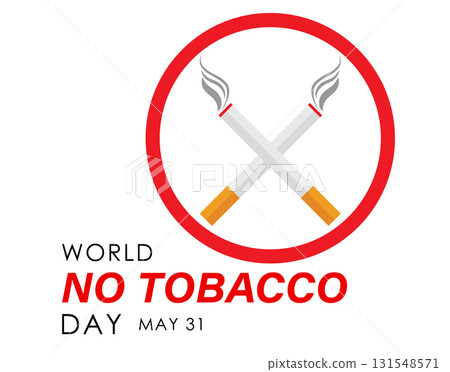 World No Tobacco Day Vector Poster with Crossed Cigarettes and Stop Sign. World No Tobacco Day Vector Poster with Crossed Cigarettes and Stop Sign. 131548571