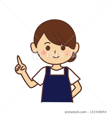 Illustration of a woman wearing an apron. Person, upper body, simple, clerk, shop, supermarket, material 131549054